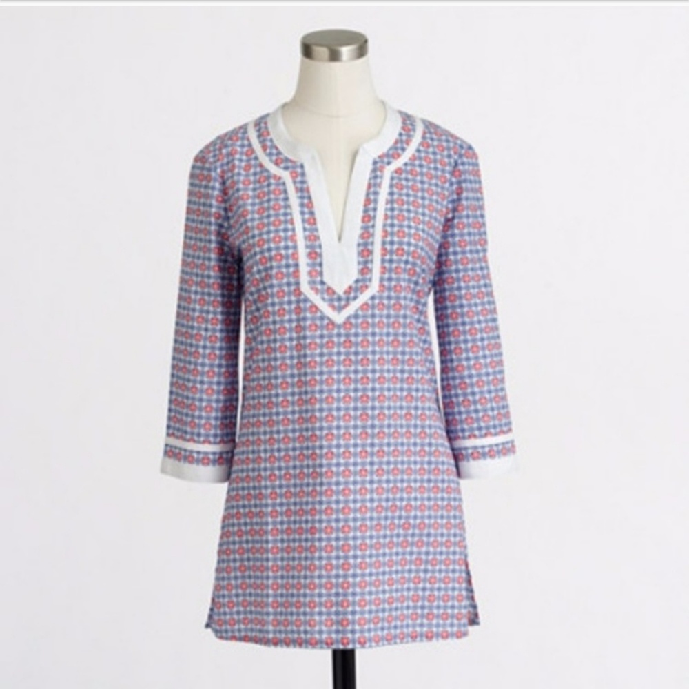 J Crew factory printed Poplin in tunic top #E9413